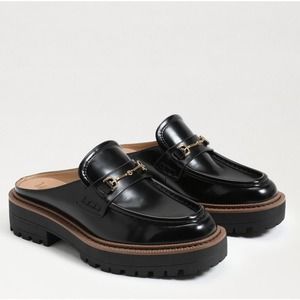 Sam Edelman LENNON LUG SOLE MULE Black Leather Sz 6